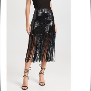 LE SUPERBE Volcanic Glass Midi Skirt in Black, size 4 NWOT